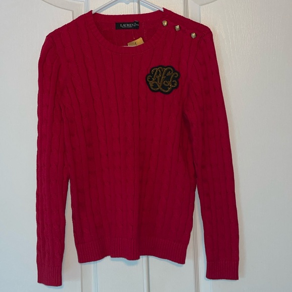 Ralph Lauren red cable knit sweater, NWT - Picture 9 of 9